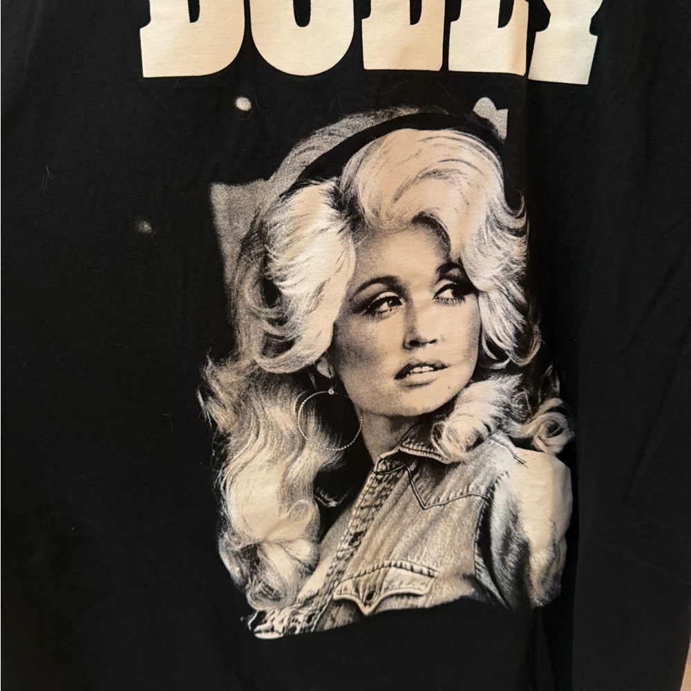 Dolly Parton Official Black Graphic T-Shirt with Dolly Face Print Size Large - Picture 3 of 4